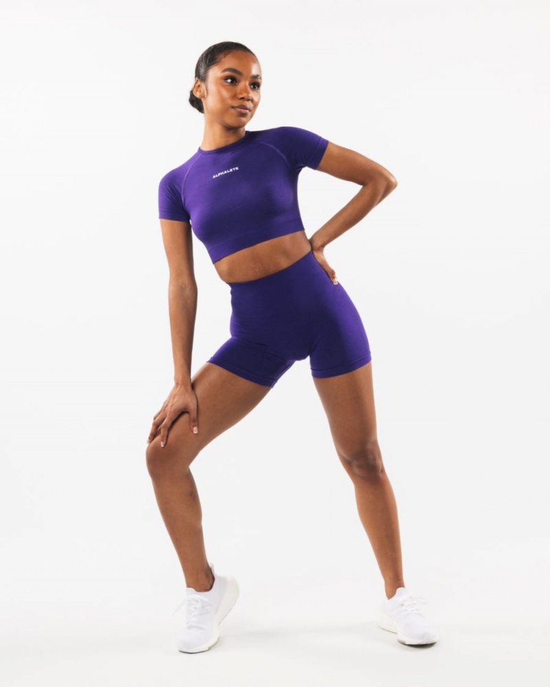 Chemises Alphalete Amplify SS Crop Violette Femme | ZIY-12395461