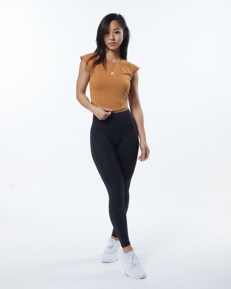 Chemises Alphalete Velocity Crop Tee Chestnut Femme | GWG-77007231