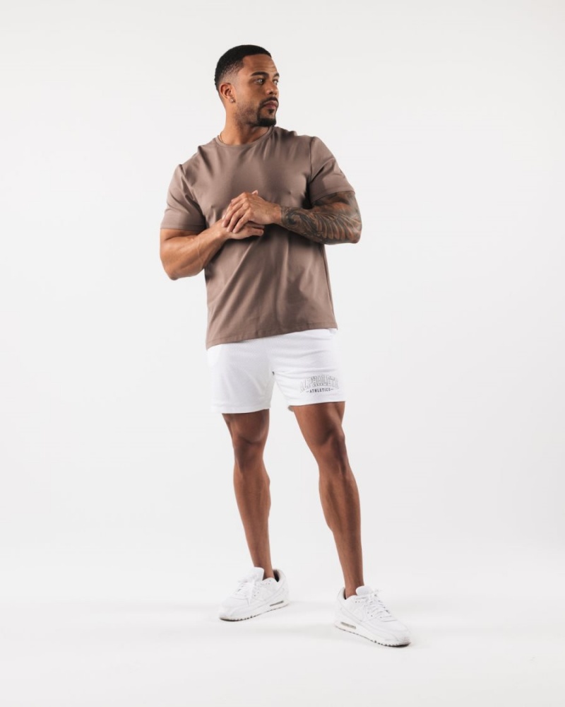 Short Alphalete AA Mesh Corta 6” Blanche Homme | AGH-21552625