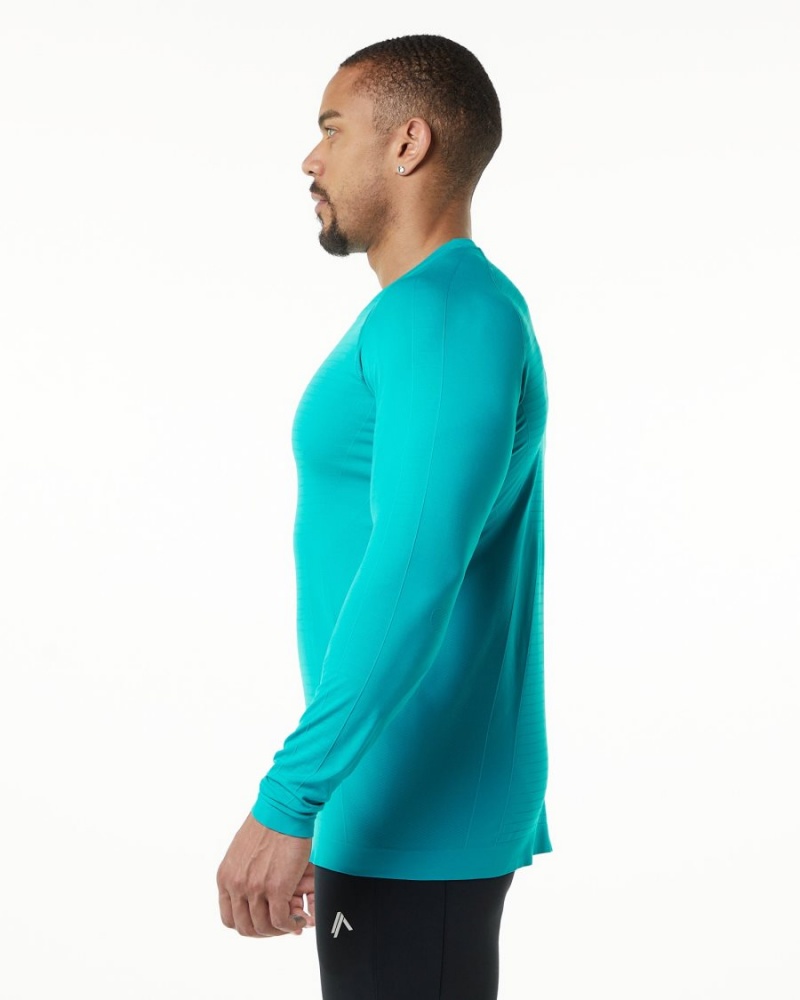 Chemises Alphalete Hero Long Sleeve Tee Ocean Homme | YIM-29194235