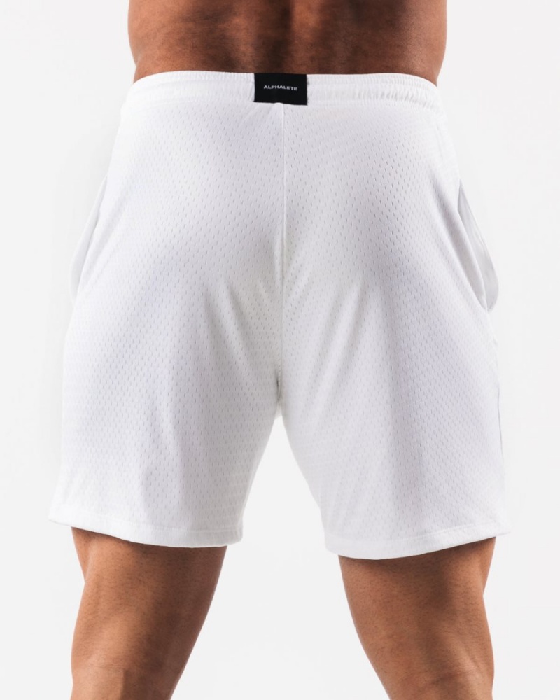 Short Alphalete AA Mesh Corta 6” Blanche Homme | AGH-21552625