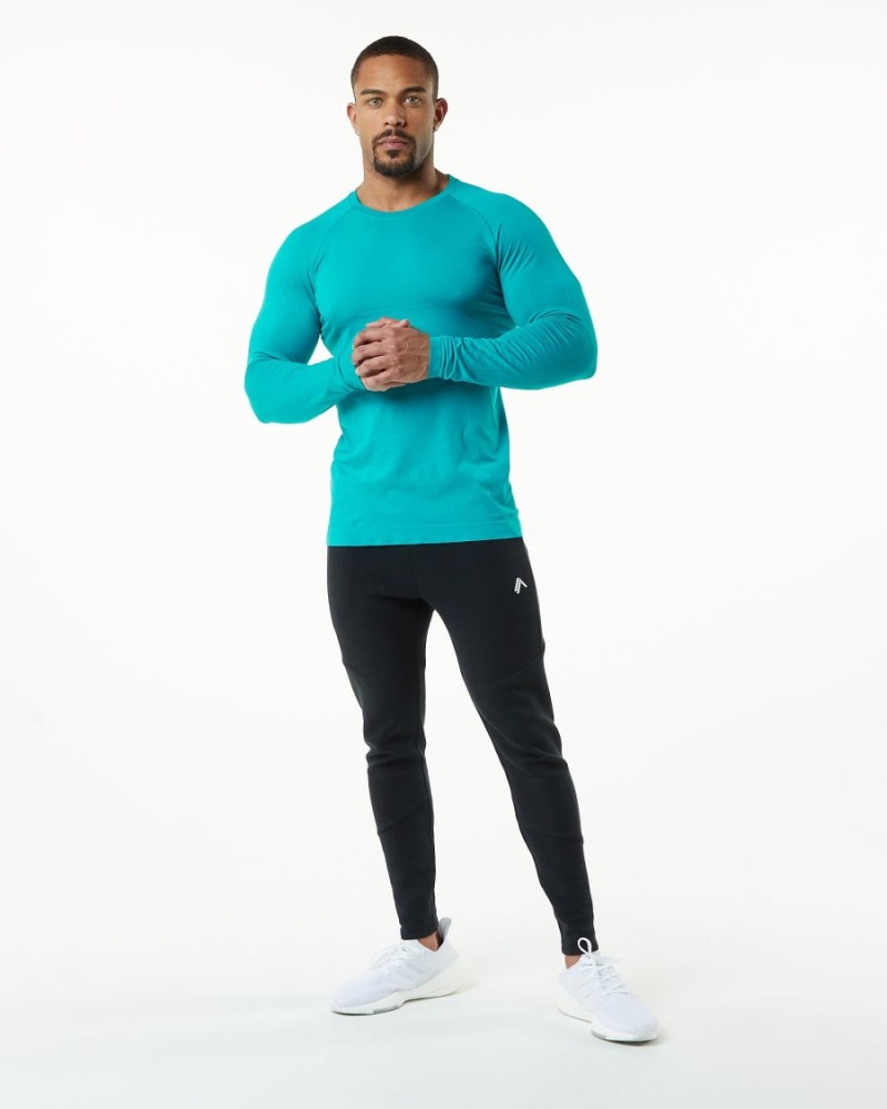 Chemises Alphalete Hero Long Sleeve Tee Ocean Homme | YIM-29194235