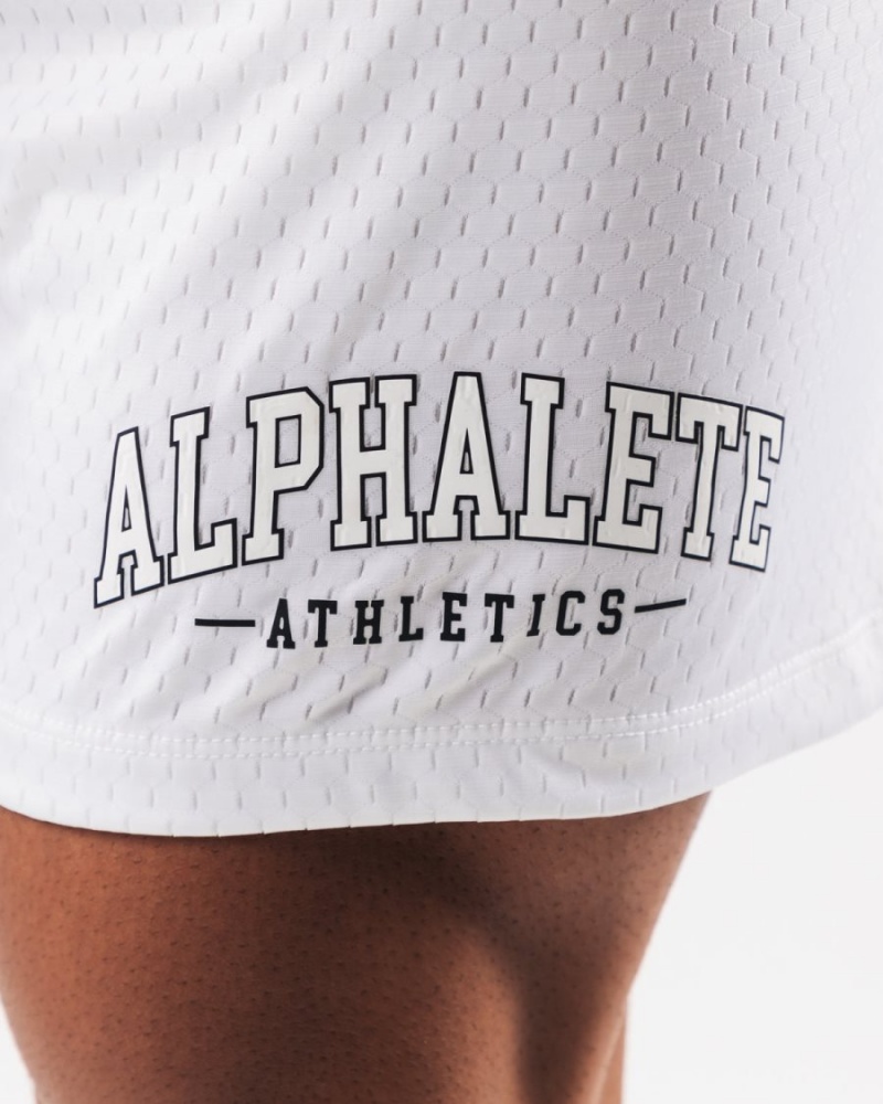 Short Alphalete AA Mesh Corta 6” Blanche Homme | AGH-21552625