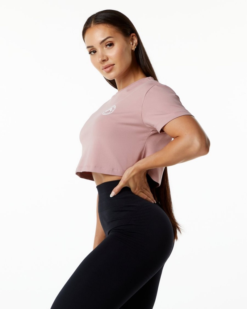 Chemises Alphalete Dynasty Crop Mauve Femme | LFO-77696560